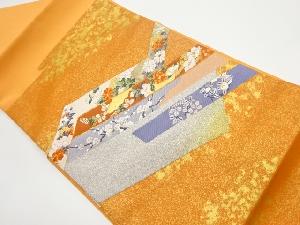 引箔短冊に花々模様織出し名古屋帯